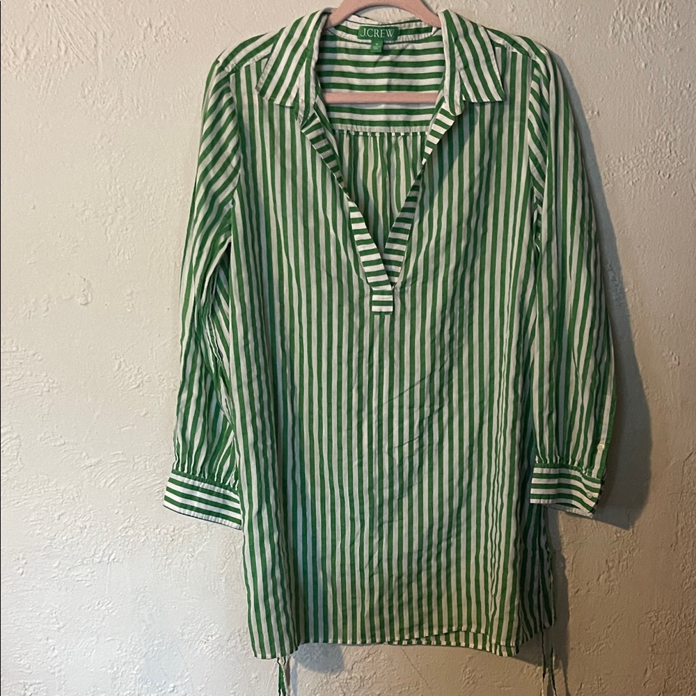 J. Crew Cotton voile tunic cover-up with side ties in stripe - Picture 3 of 10
